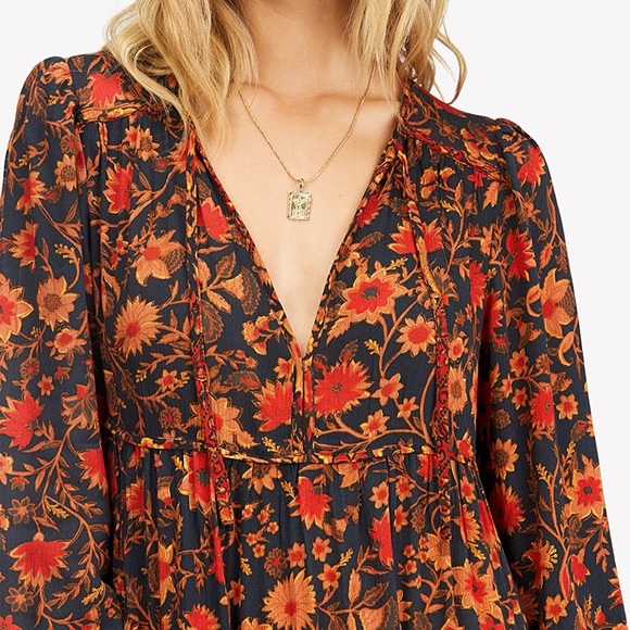 (NWT) Billabong Hearts Desire Floral Print Long Sleeve Mini Dress (Medium) - Picture 6 of 11